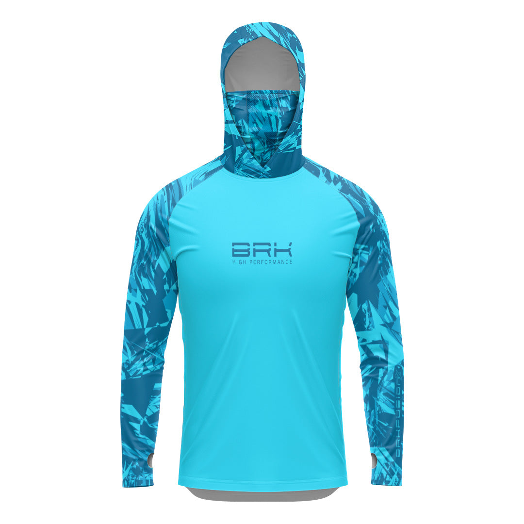Camisa FusionX Brk Marine Azul Claro com Capuz e Proteção UV50+ - Brk Fishing