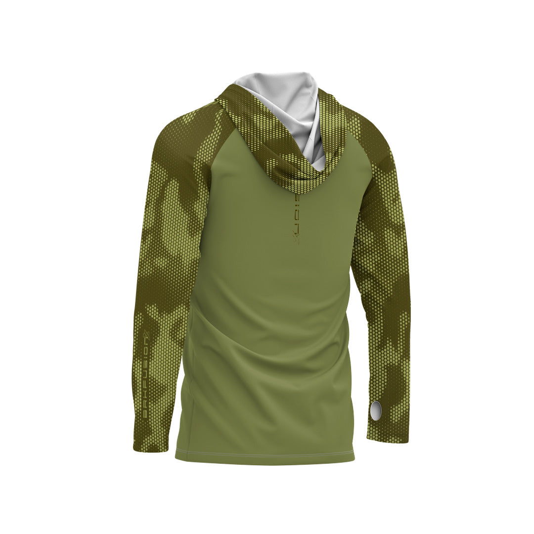 Camisa FusionX Brk Camo Verde com Capuz e Proteção UV50+ - Brk Fishing