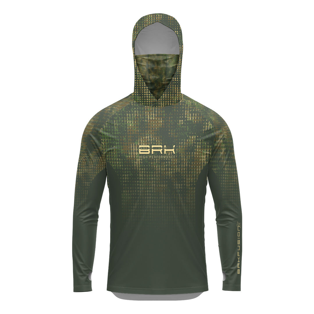 Camisa FusionX Brk Deep Verde com Capuz e Proteção UV50+ - Brk Fishing