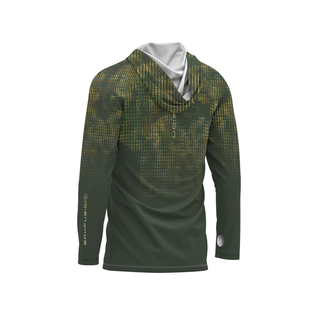 Camisa FusionX Brk Deep Verde com Capuz e Proteção UV50+ Envio Imediato Brk Fishing