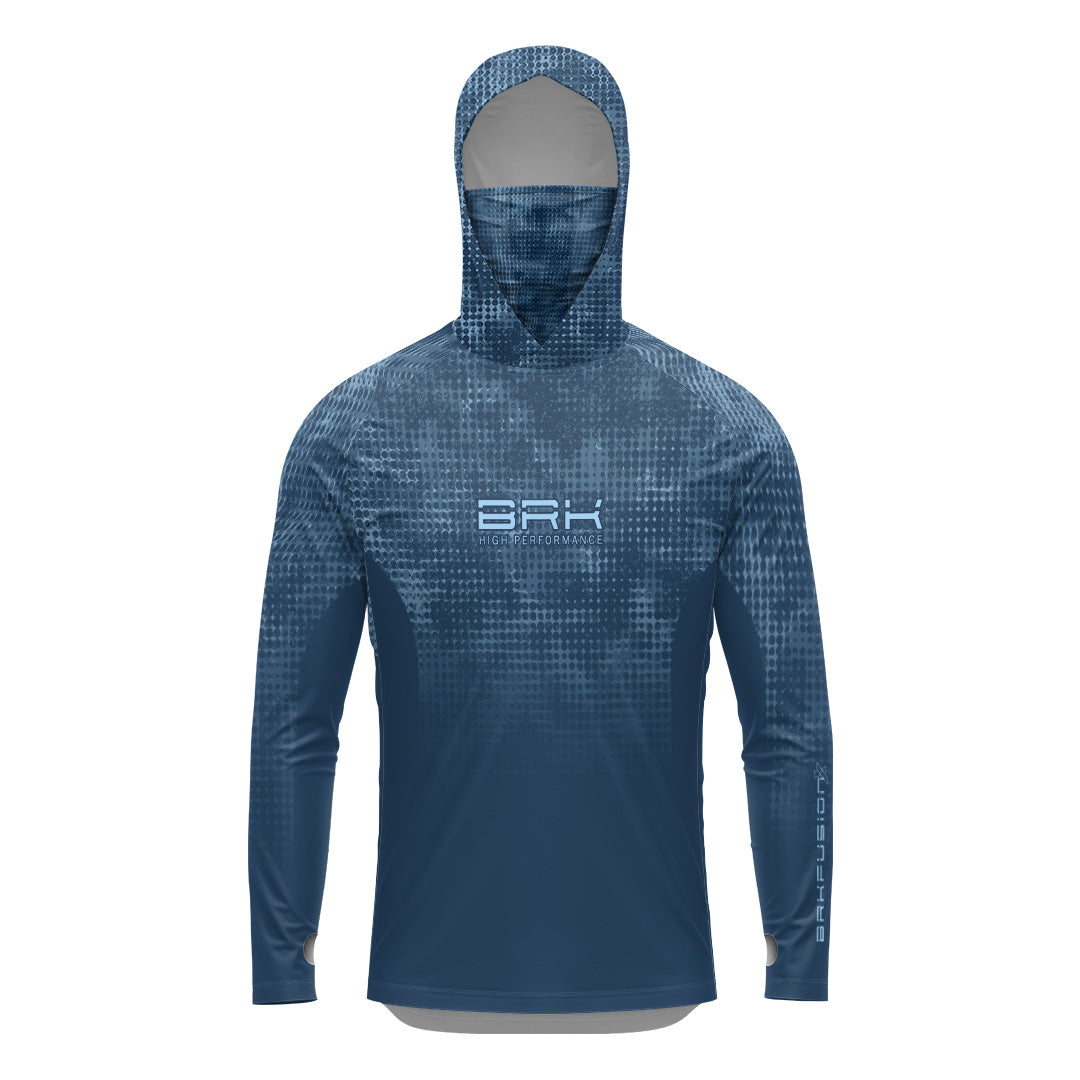 Camisa FusionX Brk Deep Azul com Capuz e Proteção UV50+ - Brk Fishing
