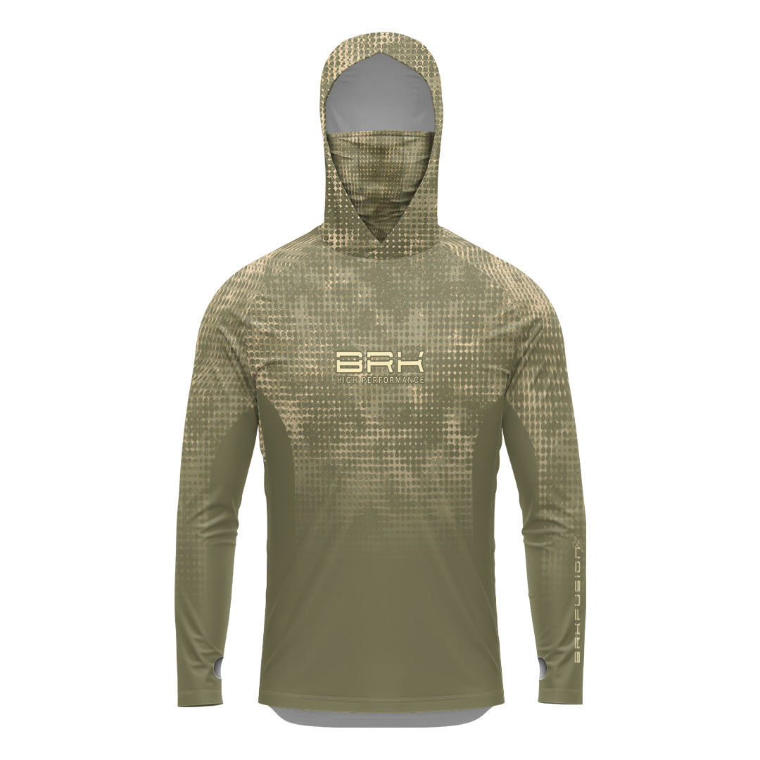 Camisa FusionX Brk Deep Verde Claro com Capuz e Proteção UV50+ - Brk Fishing