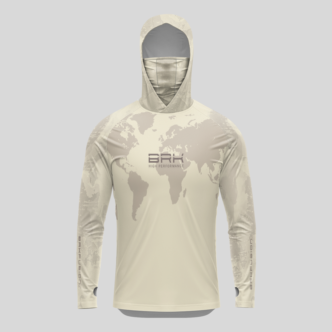 Camisa FusionX Brk Discovery Areia com Capuz e Proteção UV50+ Brk Fishing