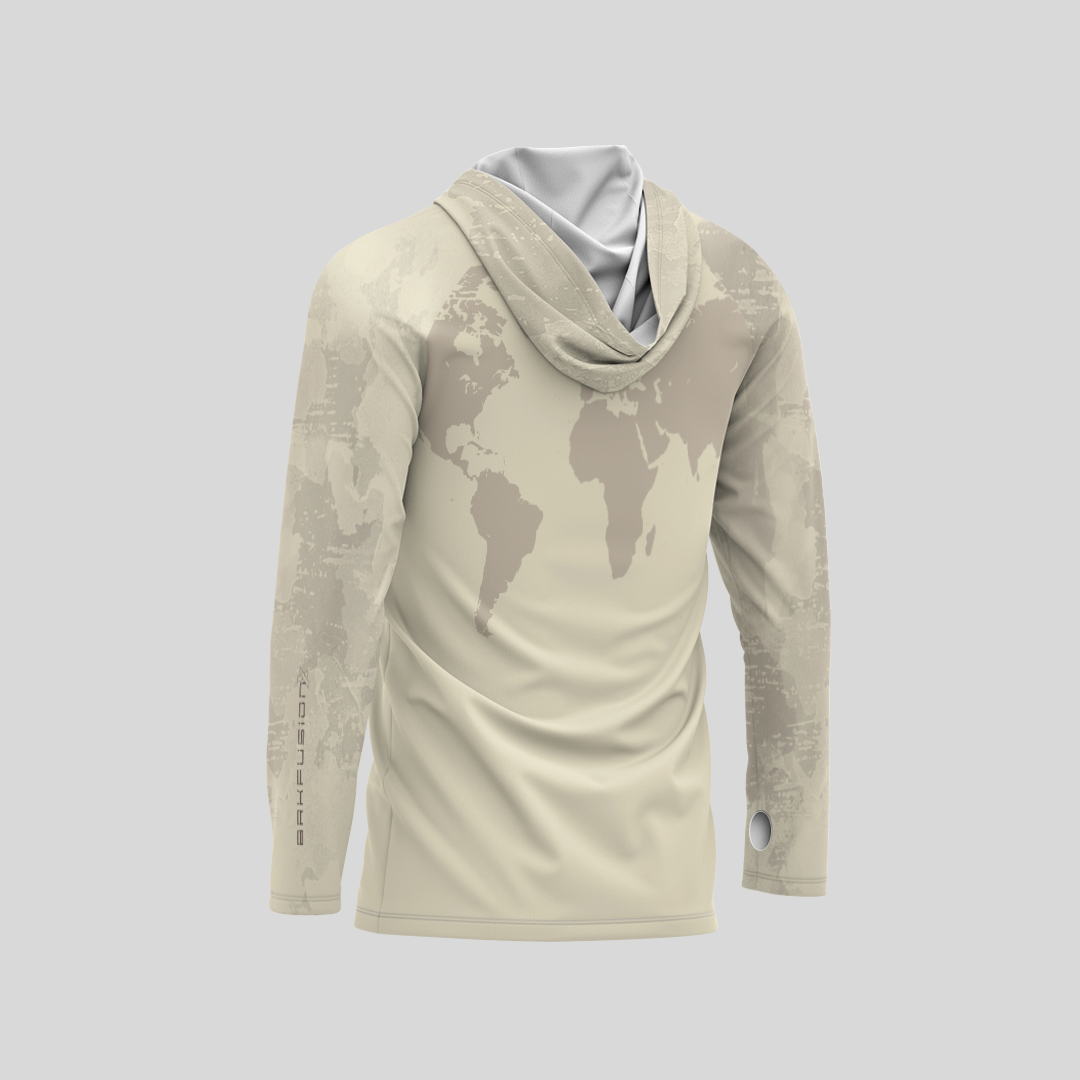 Camisa FusionX Brk Discovery Areia com Capuz e Proteção UV50+ - Brk Fishing