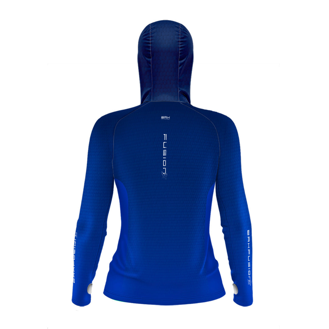 Camisa FusionX Feminina Brk Clean Azul com Capuz e Proteção UV50+ - Brk Fishing