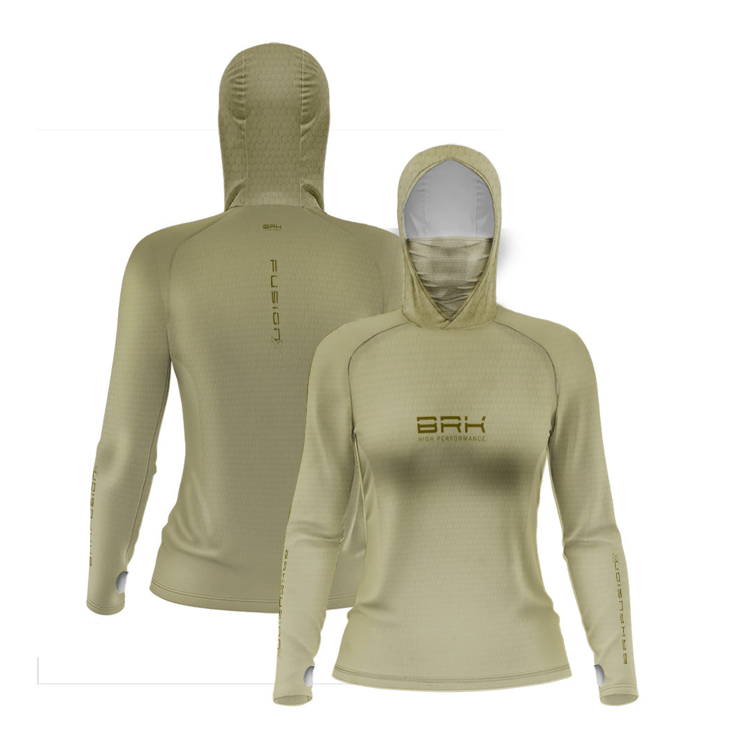 Camisa FusionX Feminina Brk Clean Areia com Capuz e Proteção UV50+ - Brk Fishing