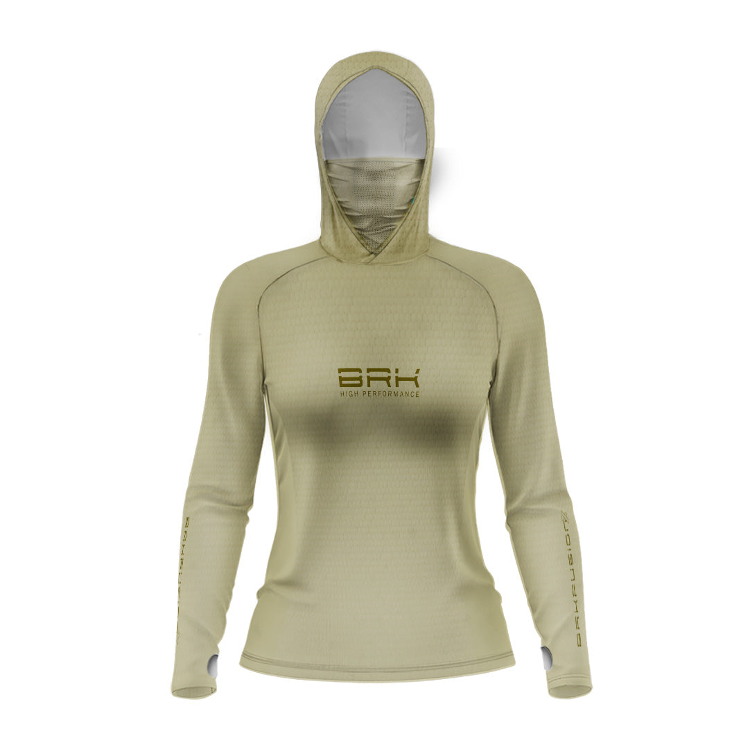 Camisa FusionX Feminina Brk Clean Areia com Capuz e Proteção UV50+ - Brk Fishing