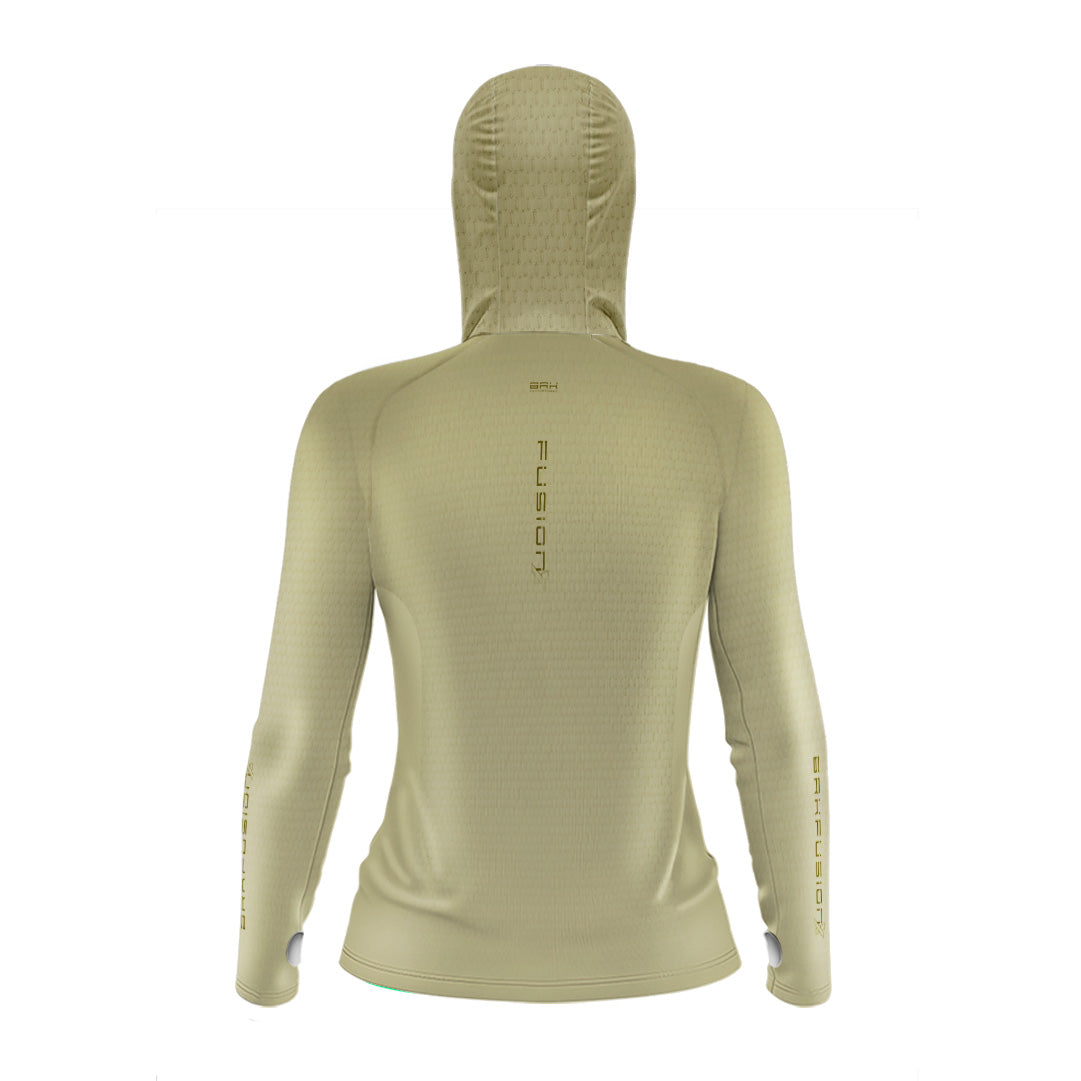 Camisa FusionX Feminina Brk Clean Areia com Capuz e Proteção UV50+ - Brk Fishing