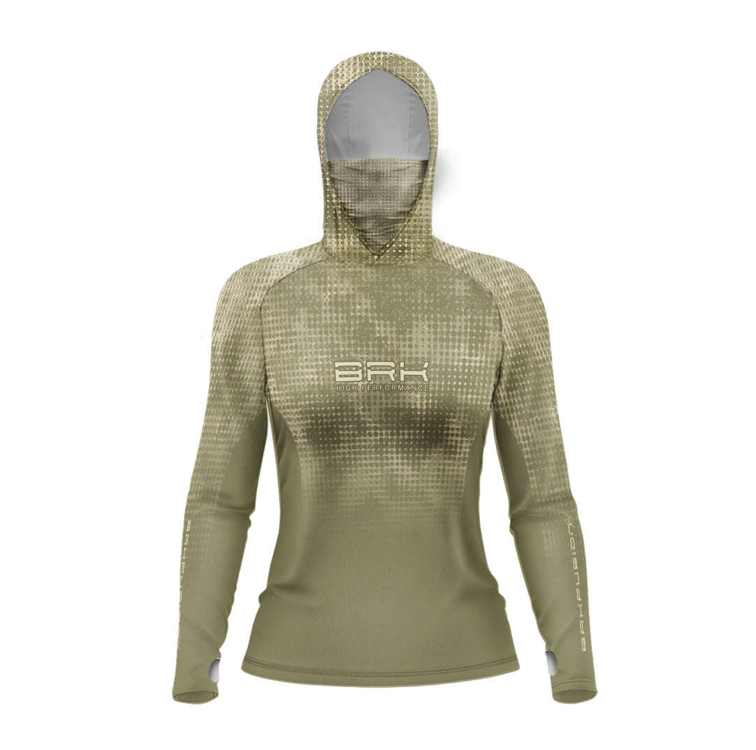 Camisa FusionX Feminina Brk Deep Verde Claro com Capuz e Proteção UV50+ - Brk Fishing