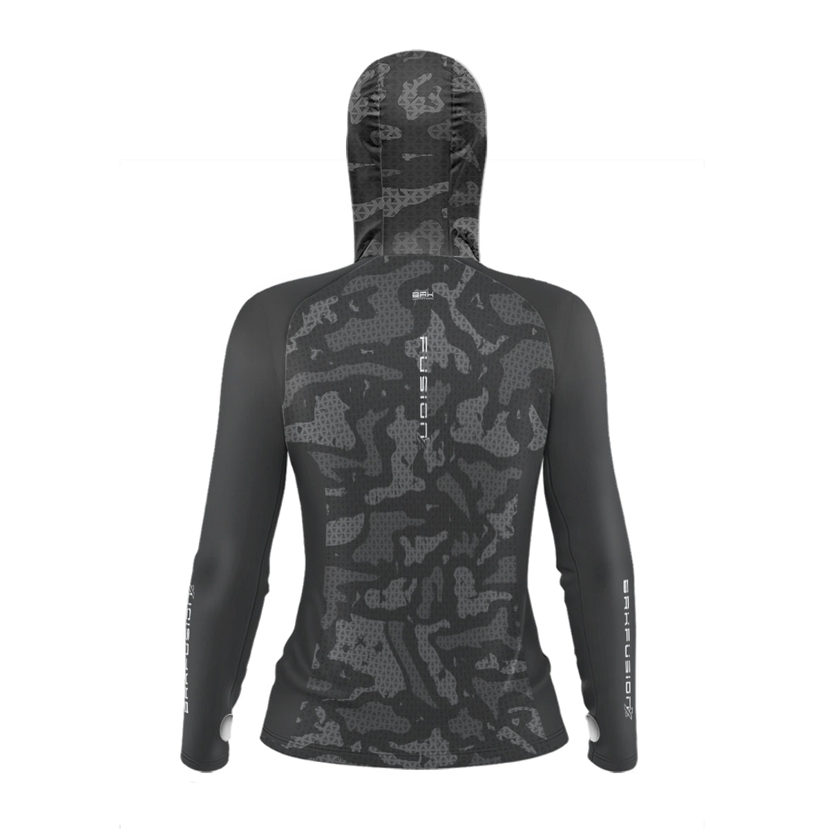 Camisa FusionX Feminina Brk Camo Cinza com Capuz e Proteção UV50+ - Brk Fishing