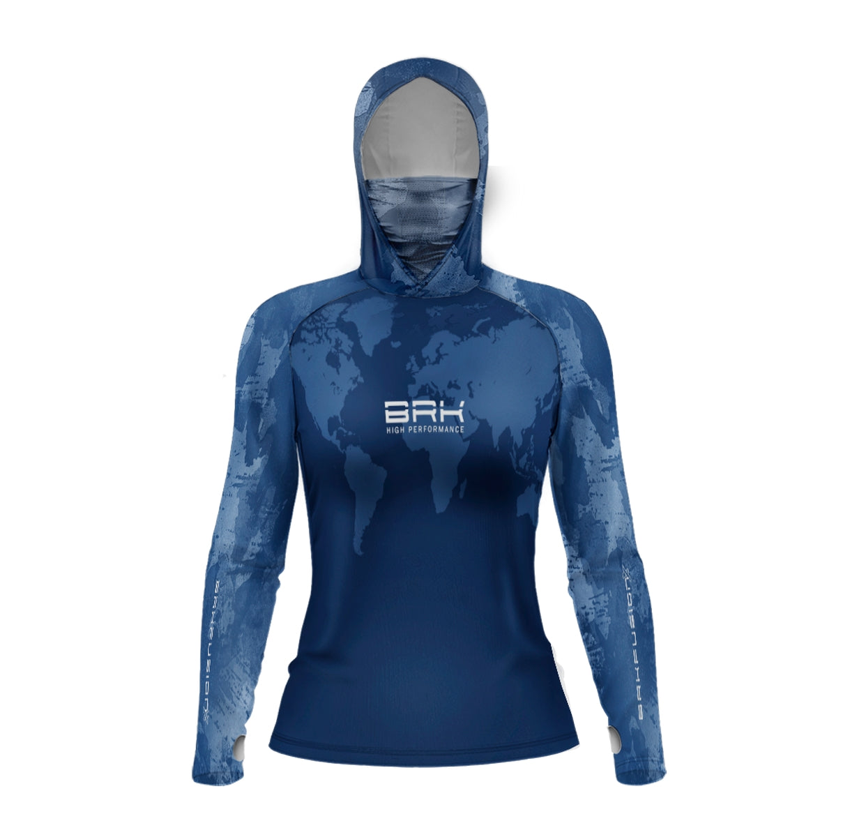 Camisa FusionX Feminina Brk Discovery Azul com Capuz e Proteção UV50+ - Brk Fishing