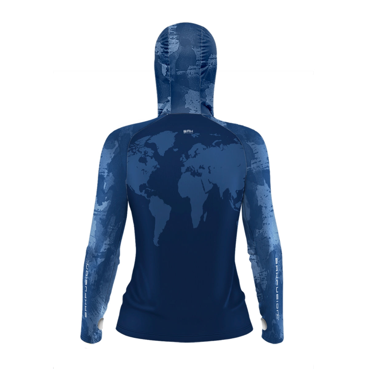Camisa FusionX Feminina Brk Discovery Azul com Capuz e Proteção UV50+ - Brk Fishing