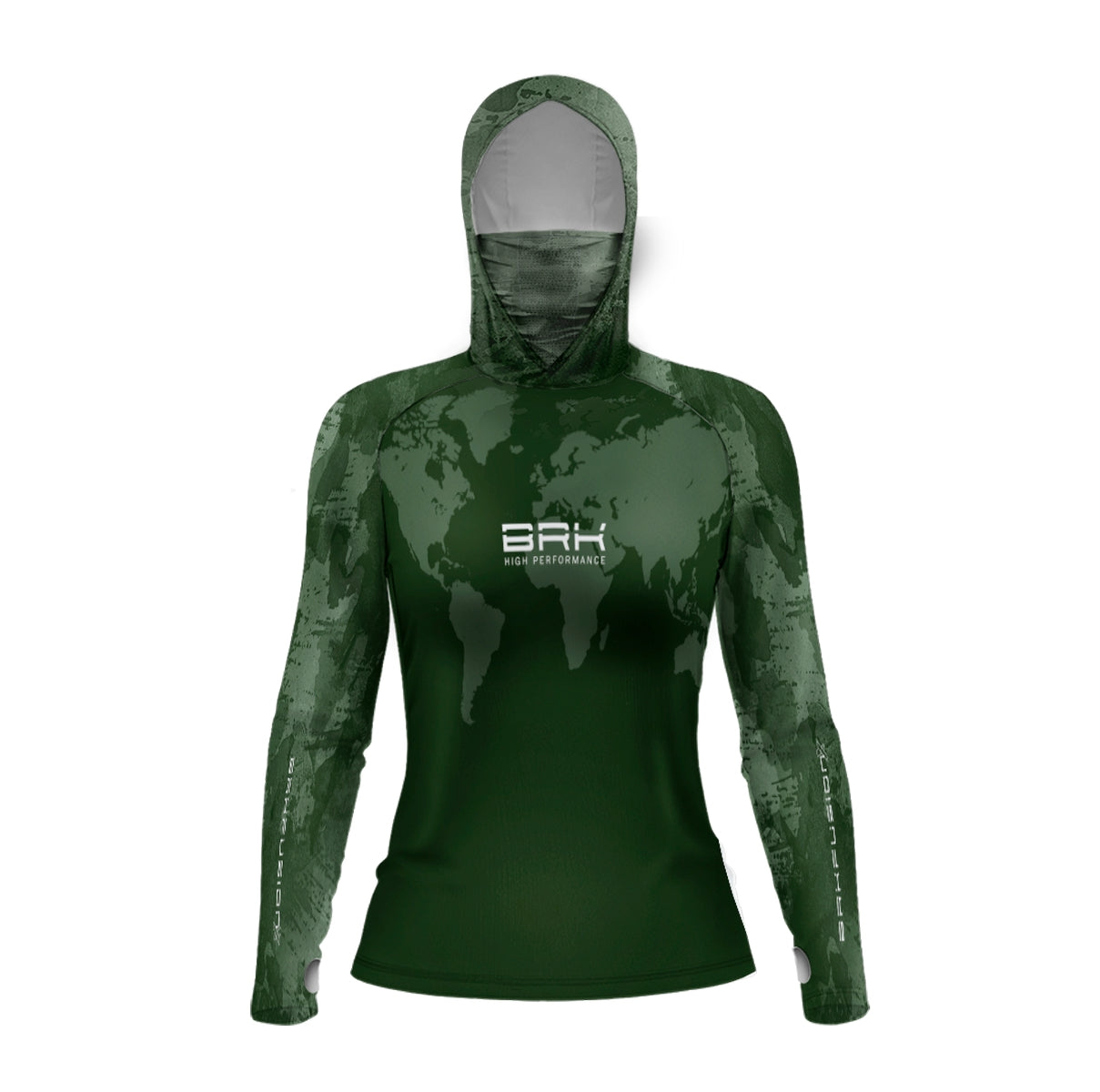 Camisa FusionX Feminina Brk Discovery Verde com Capuz e Proteção UV50+ - Brk Fishing