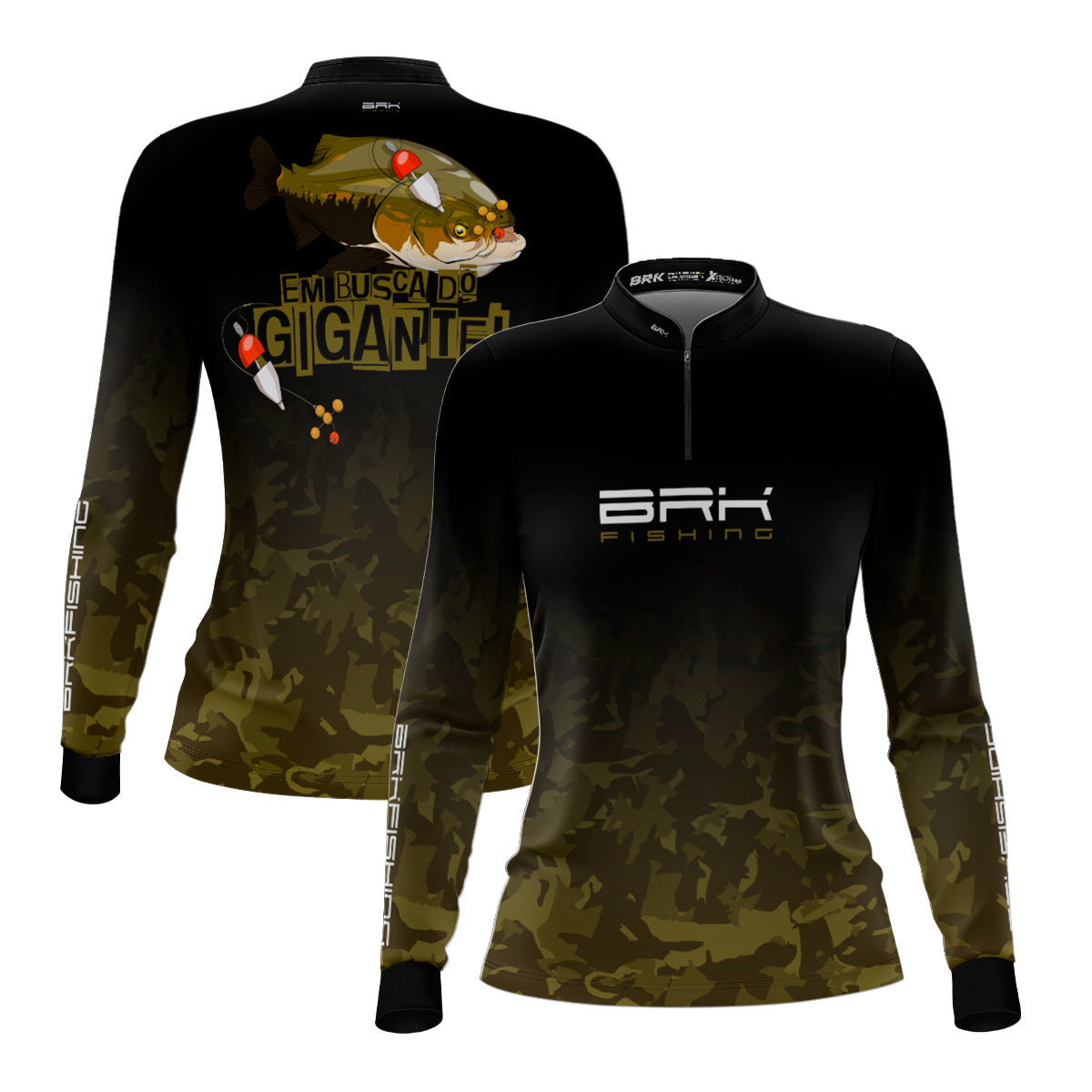 Camisa Feminina de Pesca Brk Preta Em Busca Do Gigante com UV50+ - Brk Fishing