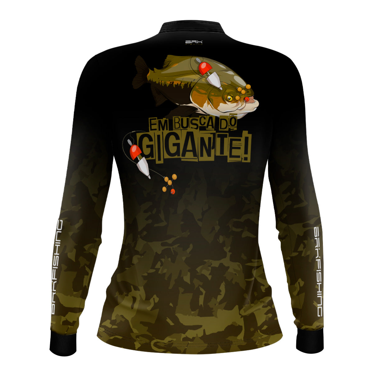 Camisa Feminina de Pesca Brk Preta Em Busca Do Gigante com UV50+ - Brk Fishing