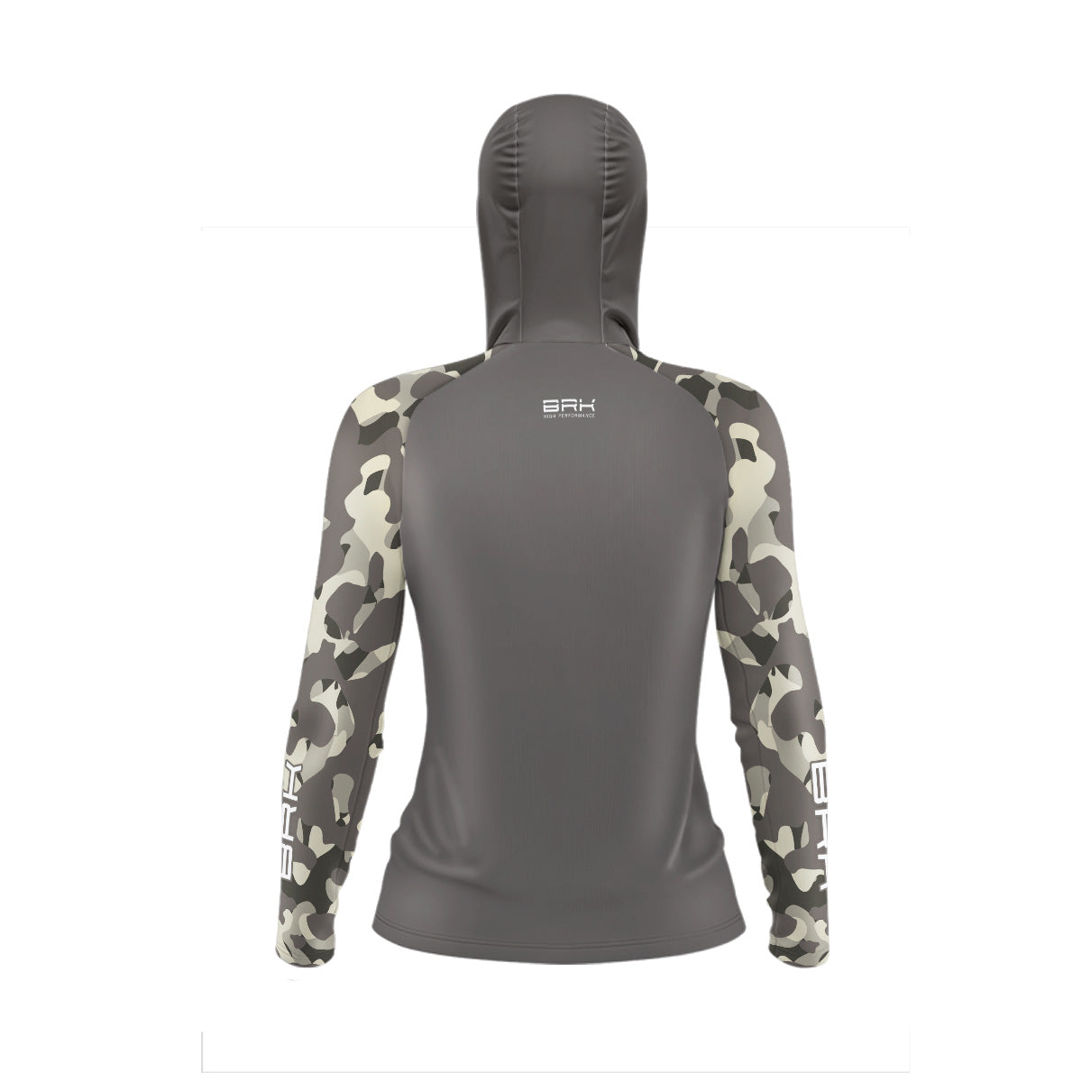 Camisa com Capuz Feminina Brk Camuflada Cinza Verde com Proteção Solar UV50+ - Brk Fishing