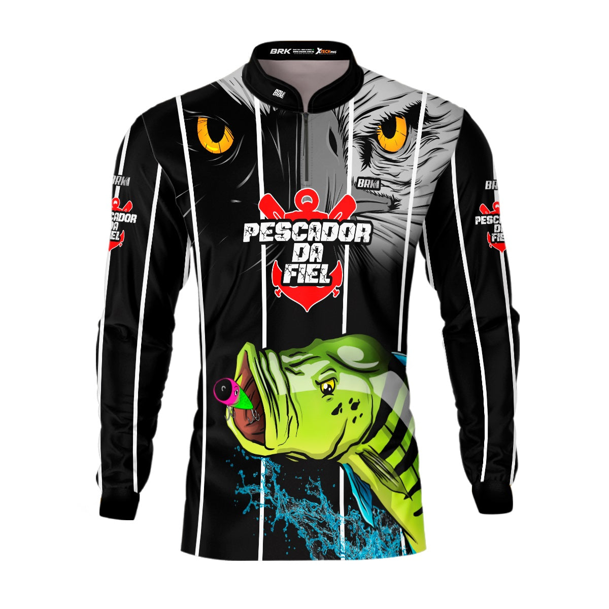 Camisa de Pesca Brk Tucunaré Azul Futebol 76 com UV50+ - Brk Fishing