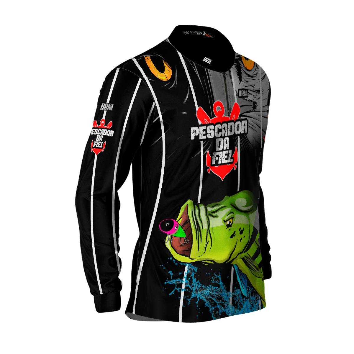 Camisa de Pesca Brk Tucunaré Azul Futebol 76 com UV50+ - Brk Fishing