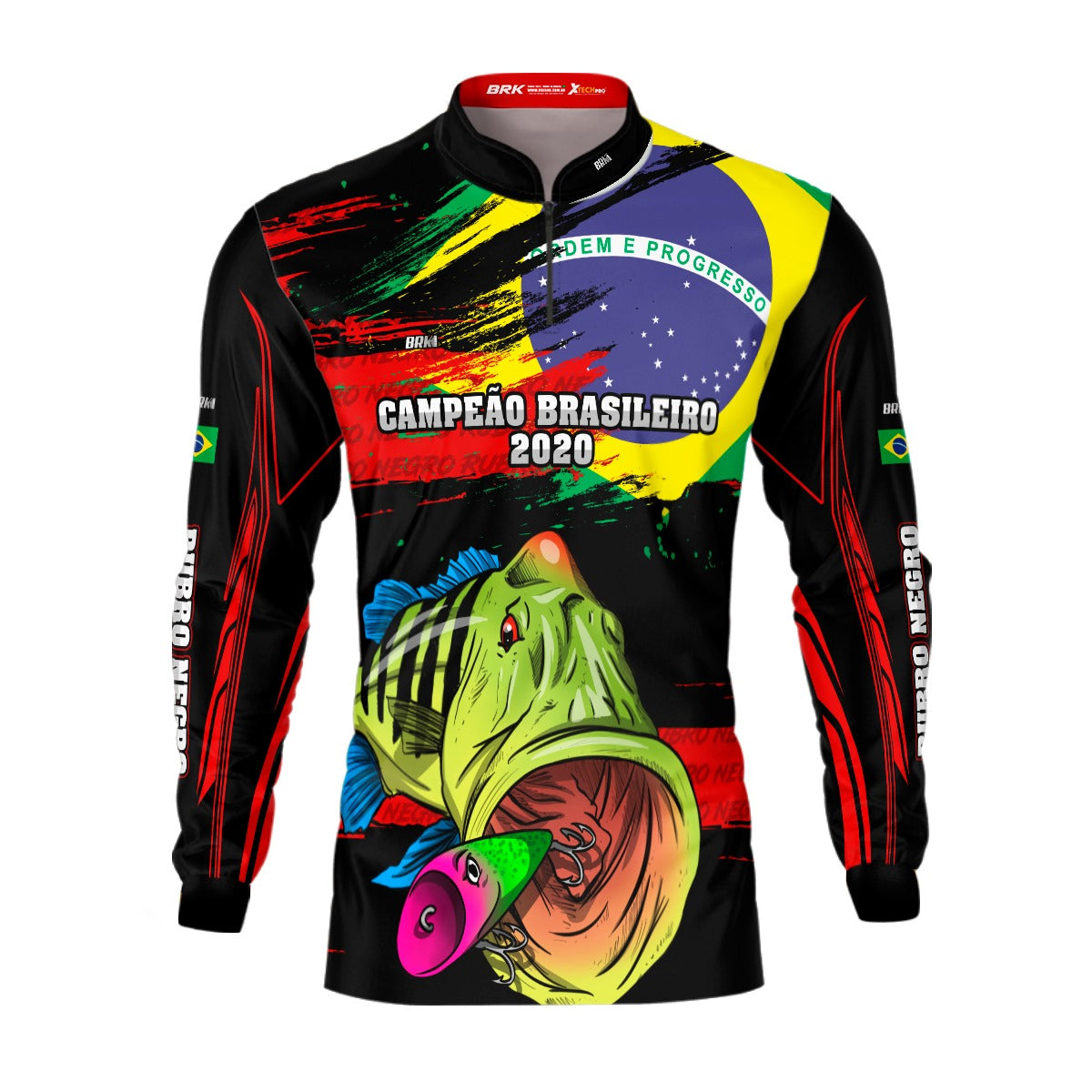 Camisa de Pesca Brk Tucunaré Azul  Futebol 92 com UV50+ - Brk Fishing