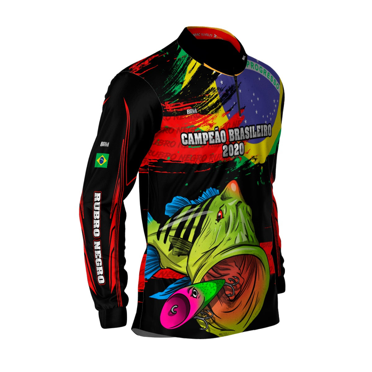 Camisa de Pesca Brk Tucunaré Azul  Futebol 92 com UV50+ - Brk Fishing