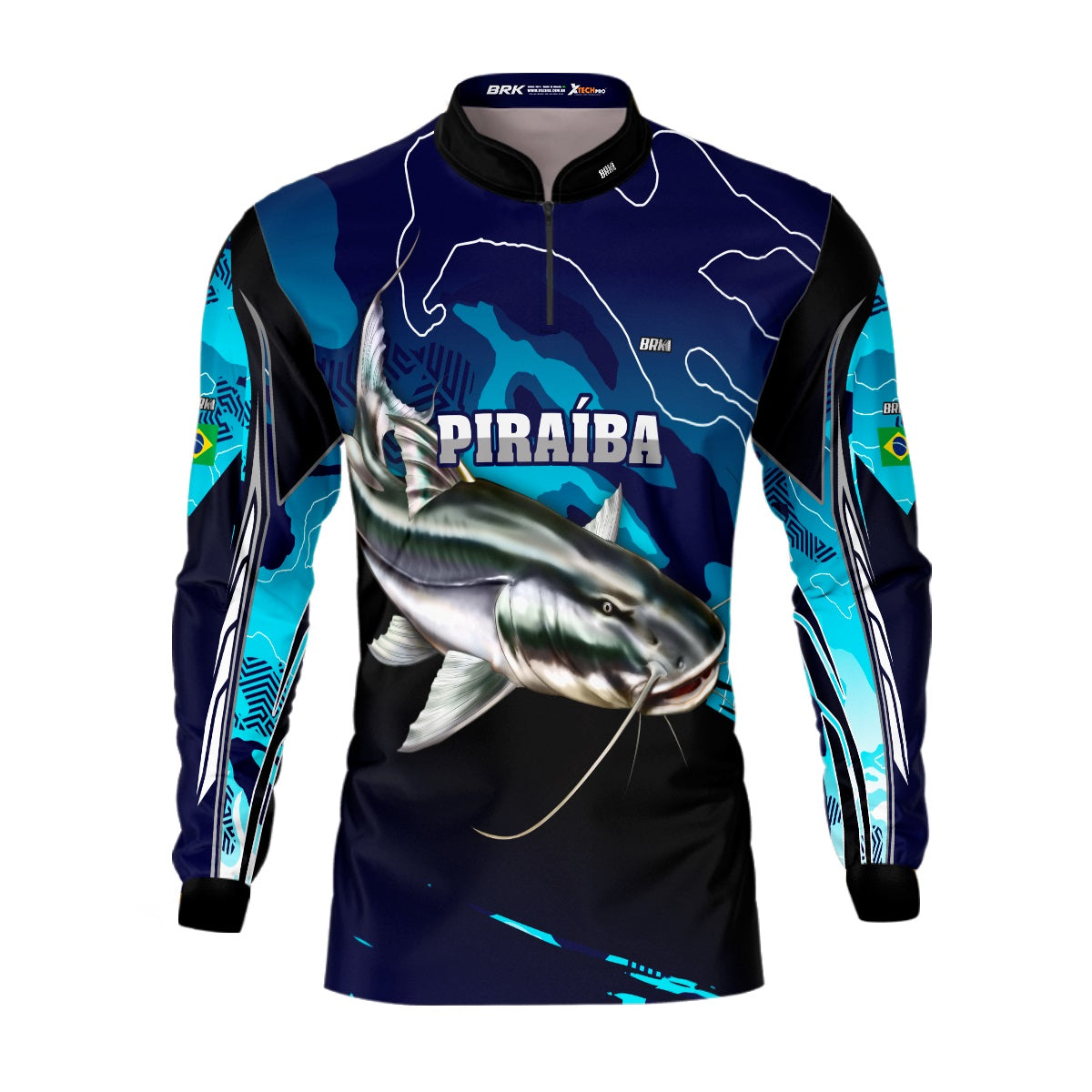 Camisa de Pesca Brk Piraiba Azul com Proteção UV50+ - Brk Fishing