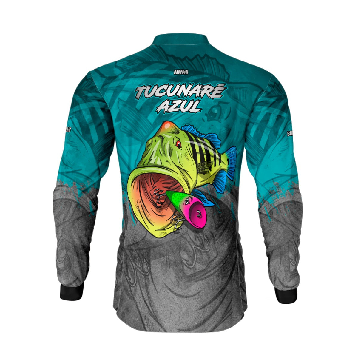 Camisa de Pesca Brk Tucunaré Azul Cinza com Proteção UV50+ - Brk Fishing