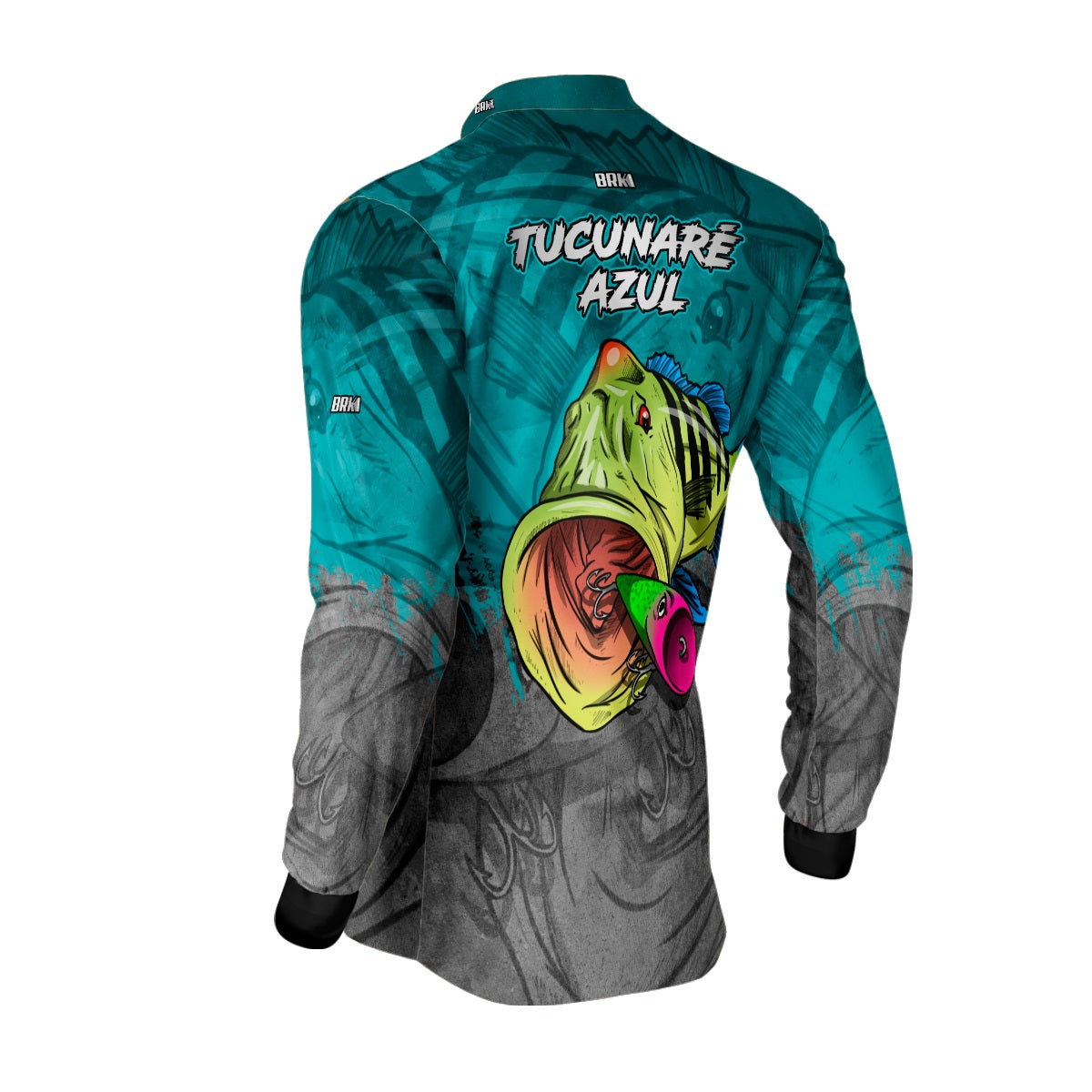 Camisa de Pesca Brk Tucunaré Azul Cinza com Proteção UV50+ - Brk Fishing