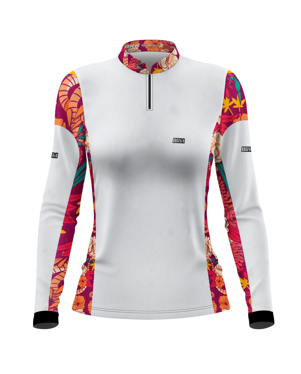 Camisa de Pesca Feminina Brk Flores com Proteção UV50+ - Brk Fishing
