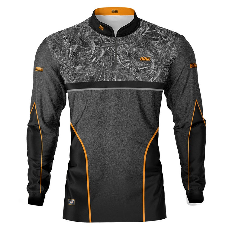 Camisa de Pesca Masculina Brk Gray Camo Orange com UV50+ - Brk Fishing