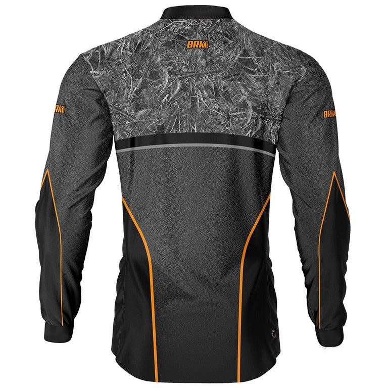 Camisa de Pesca Masculina Brk Gray Camo Orange com UV50+ - Brk Fishing