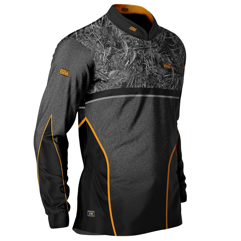 Camisa de Pesca Masculina Brk Gray Camo Orange com UV50+ - Brk Fishing