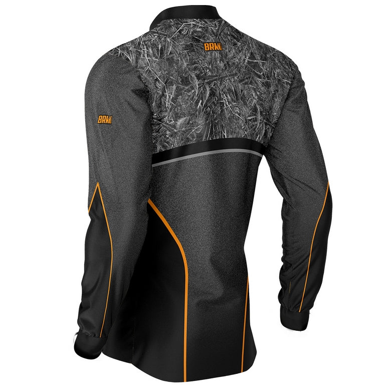 Camisa de Pesca Masculina Brk Gray Camo Orange com UV50+ - Brk Fishing