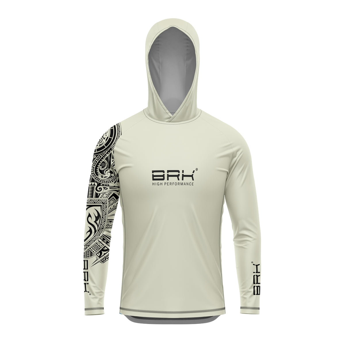 Camisa de Pesca com Capuz Brk Maori Bege com Proteção Solar UV50+ Brk Fishing
