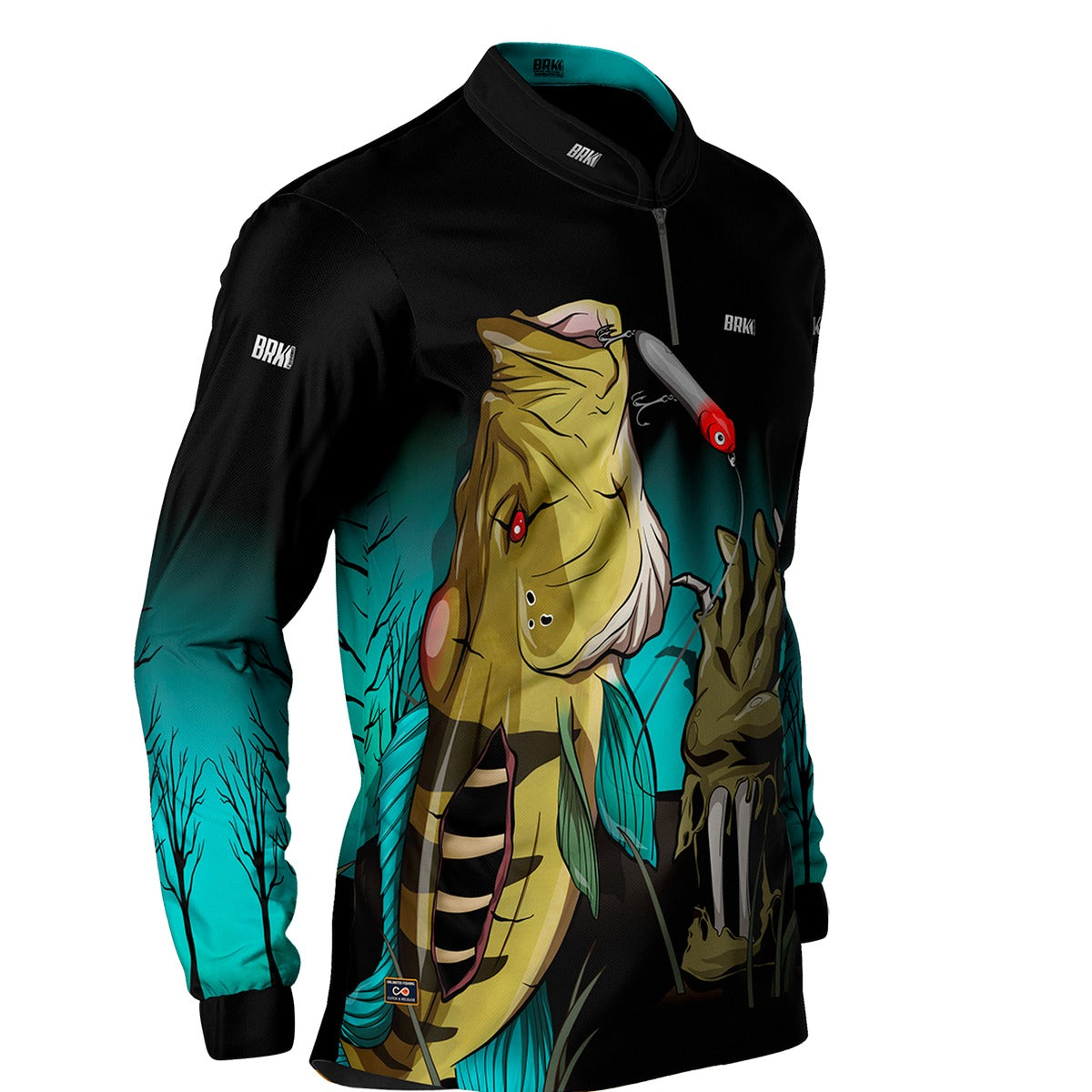 Camisa de Pesca Masculina Brk Halloween Edição Especial Tucuna Zumbi com UV50+ - Brk Fishing