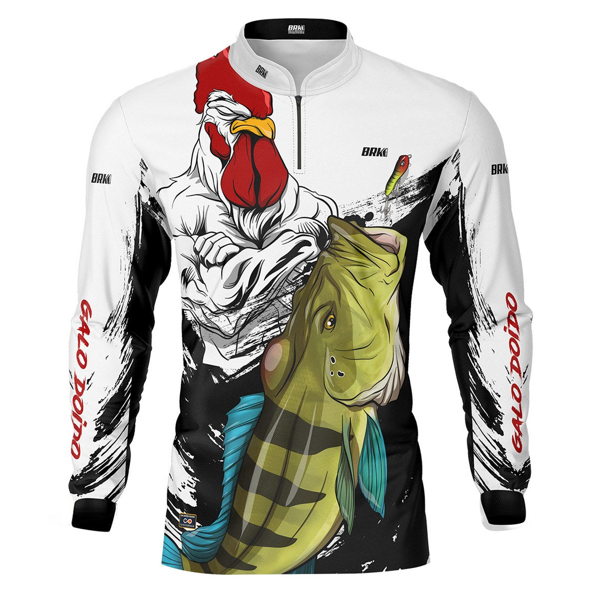 Camisa de Pesca Brk Galo Doido Bicampeão Tucunaré Azul com UV50+ - Brk Fishing