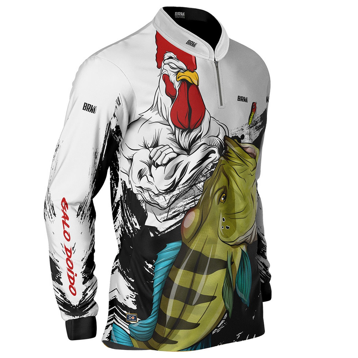 Camisa de Pesca Brk Galo Doido Bicampeão Tucunaré Azul com UV50+ - Brk Fishing