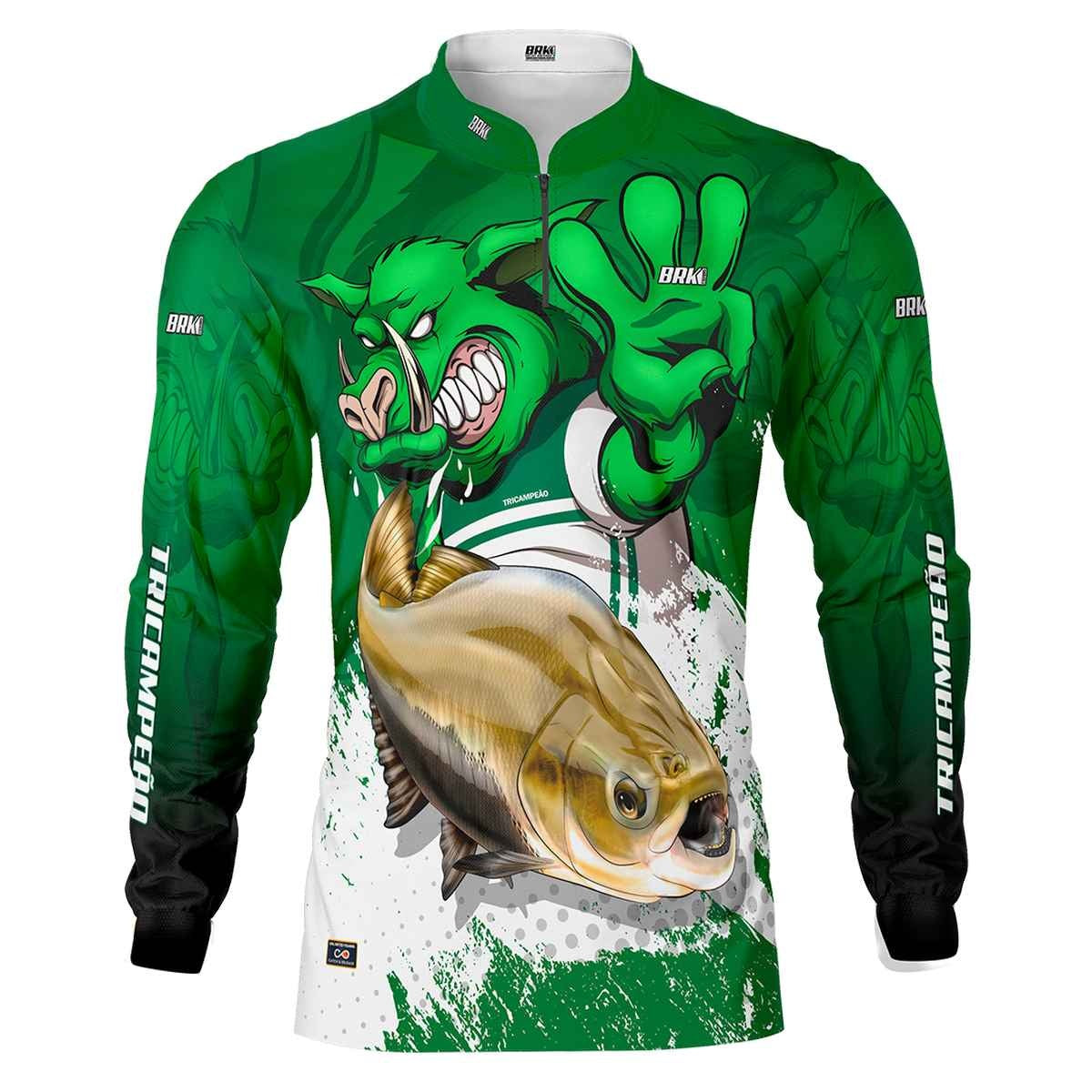 Camisa de Pesca Brk Verdão Tri Libertadores Tambaqui com UV50+ - Brk Fishing