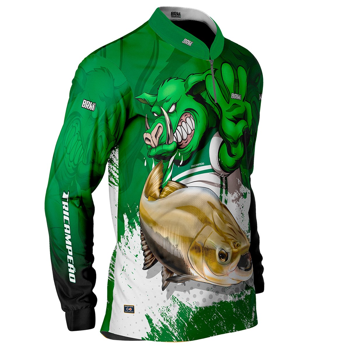 Camisa de Pesca Brk Verdão Tri Libertadores Tambaqui com UV50+ - Brk Fishing