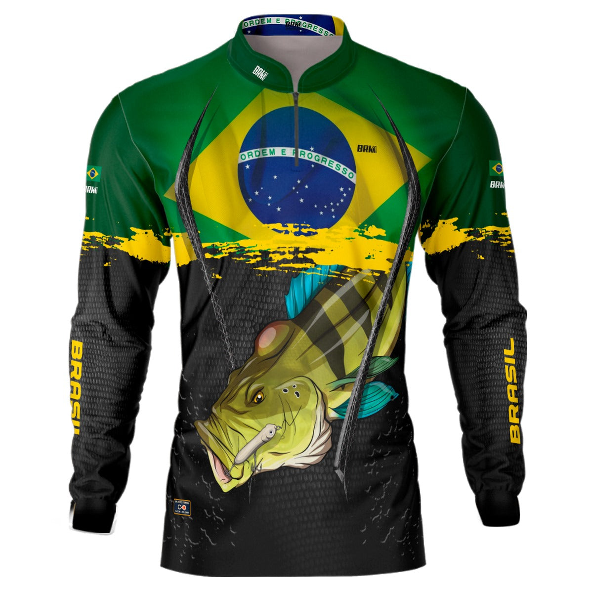 Camisa de Pesca Brk Tucuna Brasil com Proteção Solar com UV50+ - Brk Fishing