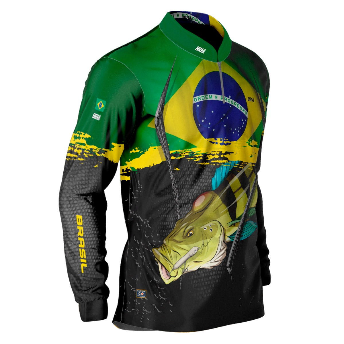 Camisa de Pesca Brk Tucuna Brasil com Proteção Solar com UV50+ - Brk Fishing