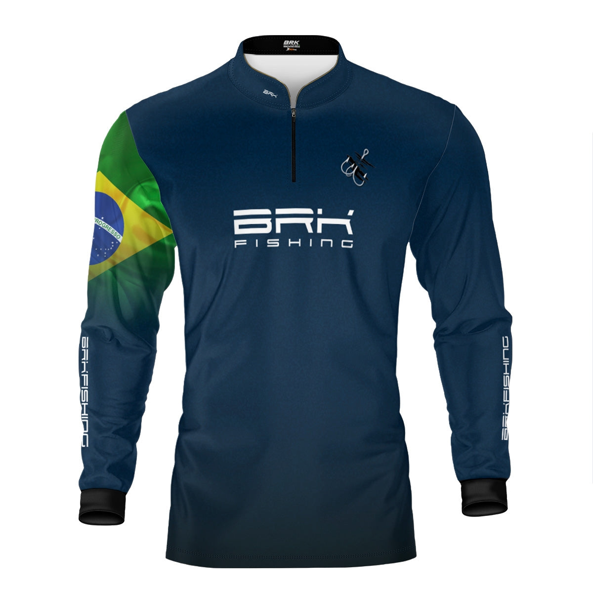 Camisa de Pesca Brk Azul Bandeira do Brasil Garateia com Proteção UV50+ - Brk Fishing