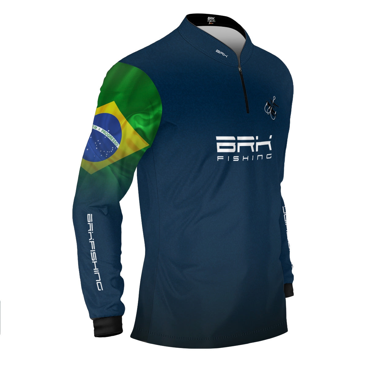 Camisa de Pesca Brk Azul Bandeira do Brasil Garateia com Proteção UV50+ - Brk Fishing