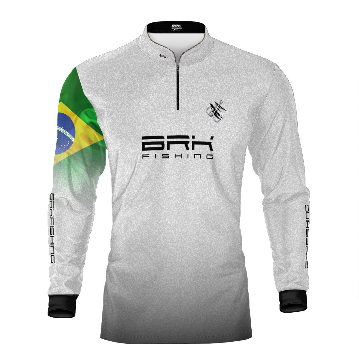 Camisa de Pesca Brk Branca Bandeira do Brasil Garateia com Proteção UV50+ Brk Fishing