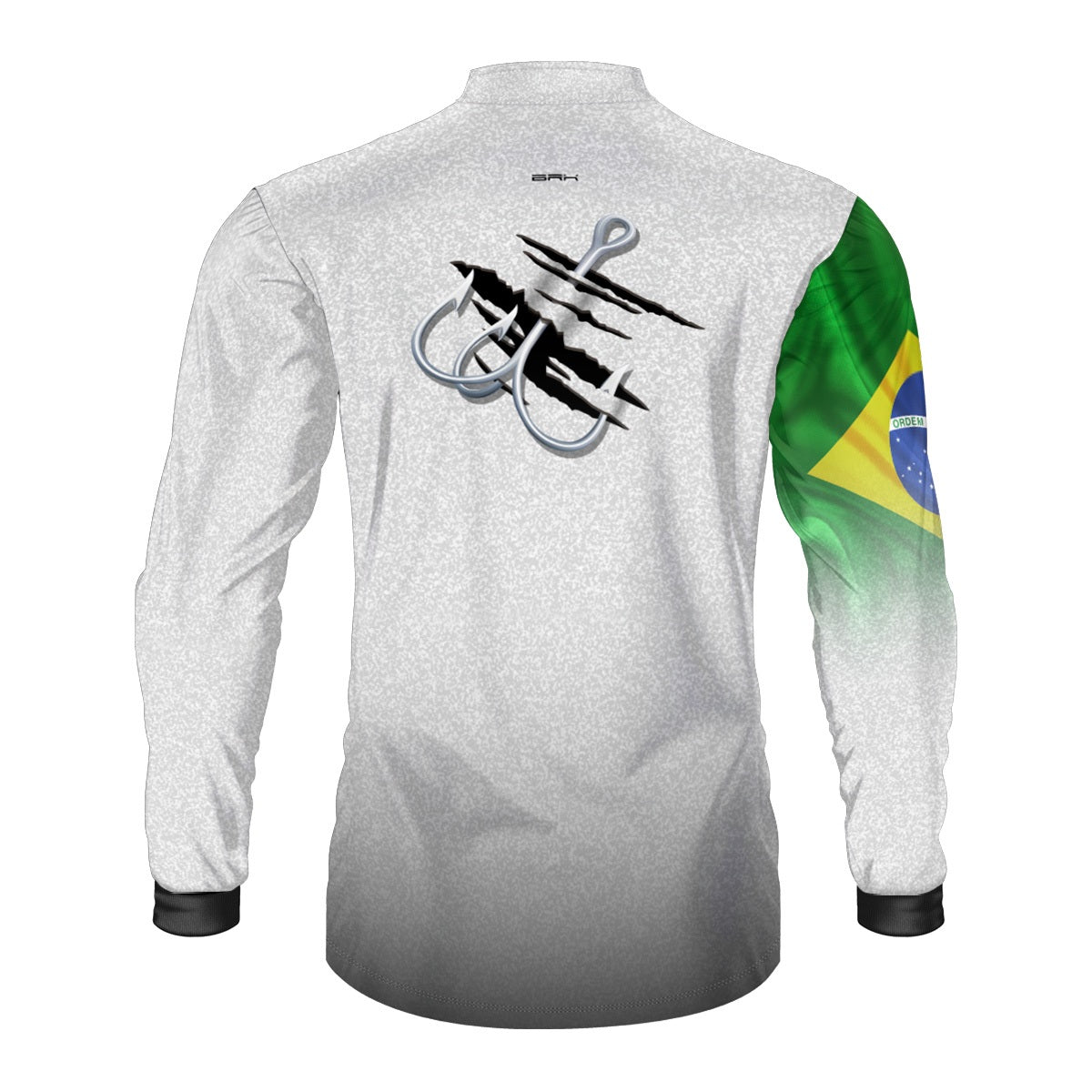 Camisa de Pesca Brk Branca Bandeira do Brasil Garateia com Proteção UV50+ Brk Fishing