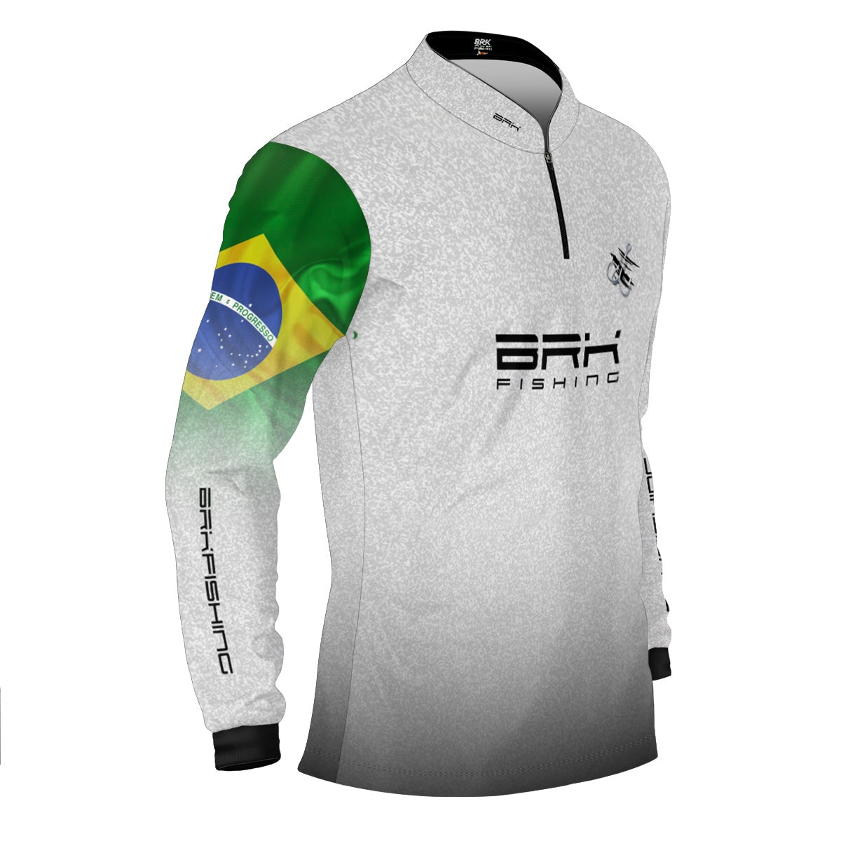 Camisa de Pesca Brk Branca Bandeira do Brasil Garateia com Proteção UV50+ Brk Fishing