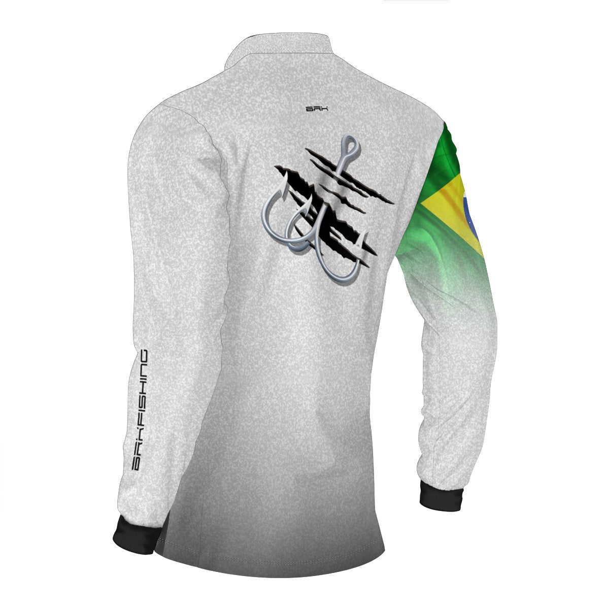 Camisa de Pesca Brk Branca Bandeira do Brasil Garateia com Proteção UV50+ Brk Fishing