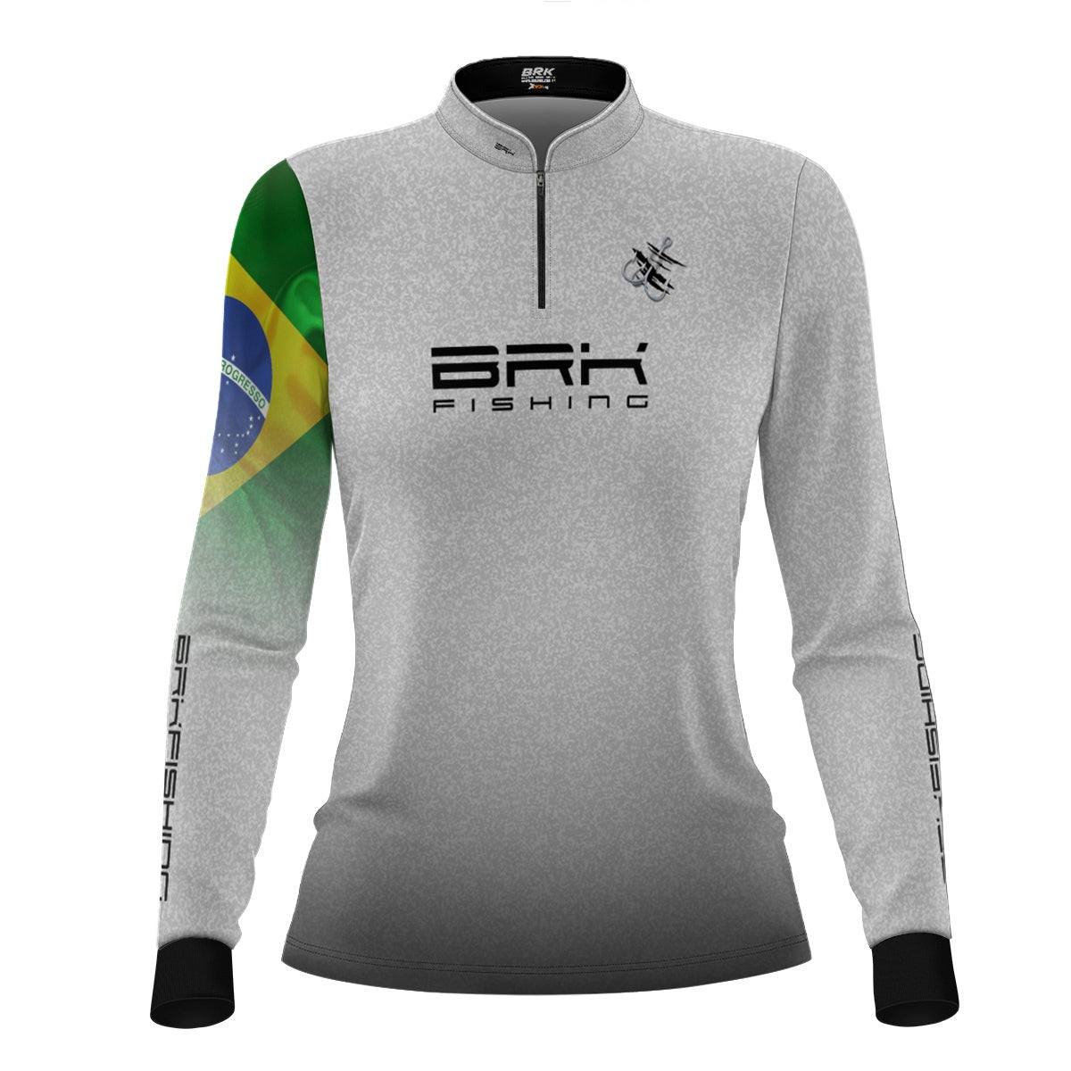 Camisa de Pesca Feminina Brk Branca Bandeira do Brasil Garateia com Proteção UV50+ - Brk Fishing