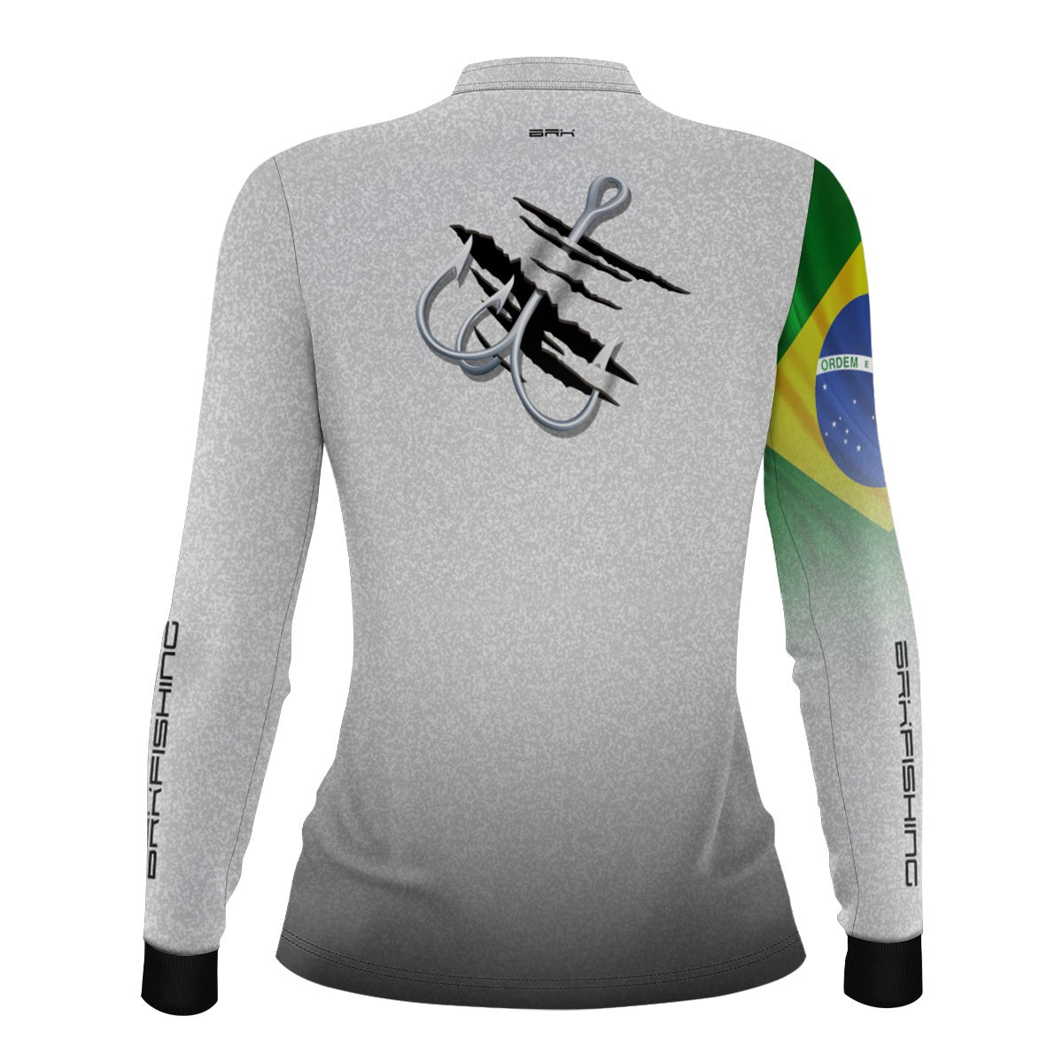 Camisa de Pesca Feminina Brk Branca Bandeira do Brasil Garateia com Proteção UV50+ - Brk Fishing