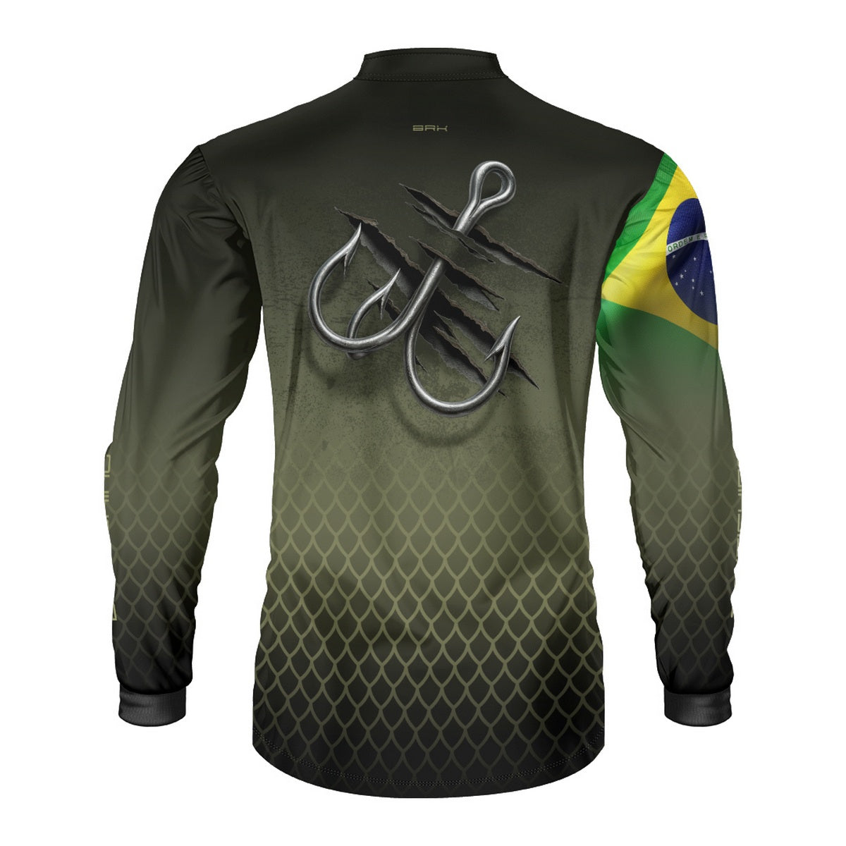Camisa de Pesca Brk Verde Escamas Bandeira do Brasil Garateia com Proteção UV50+ - Brk Fishing
