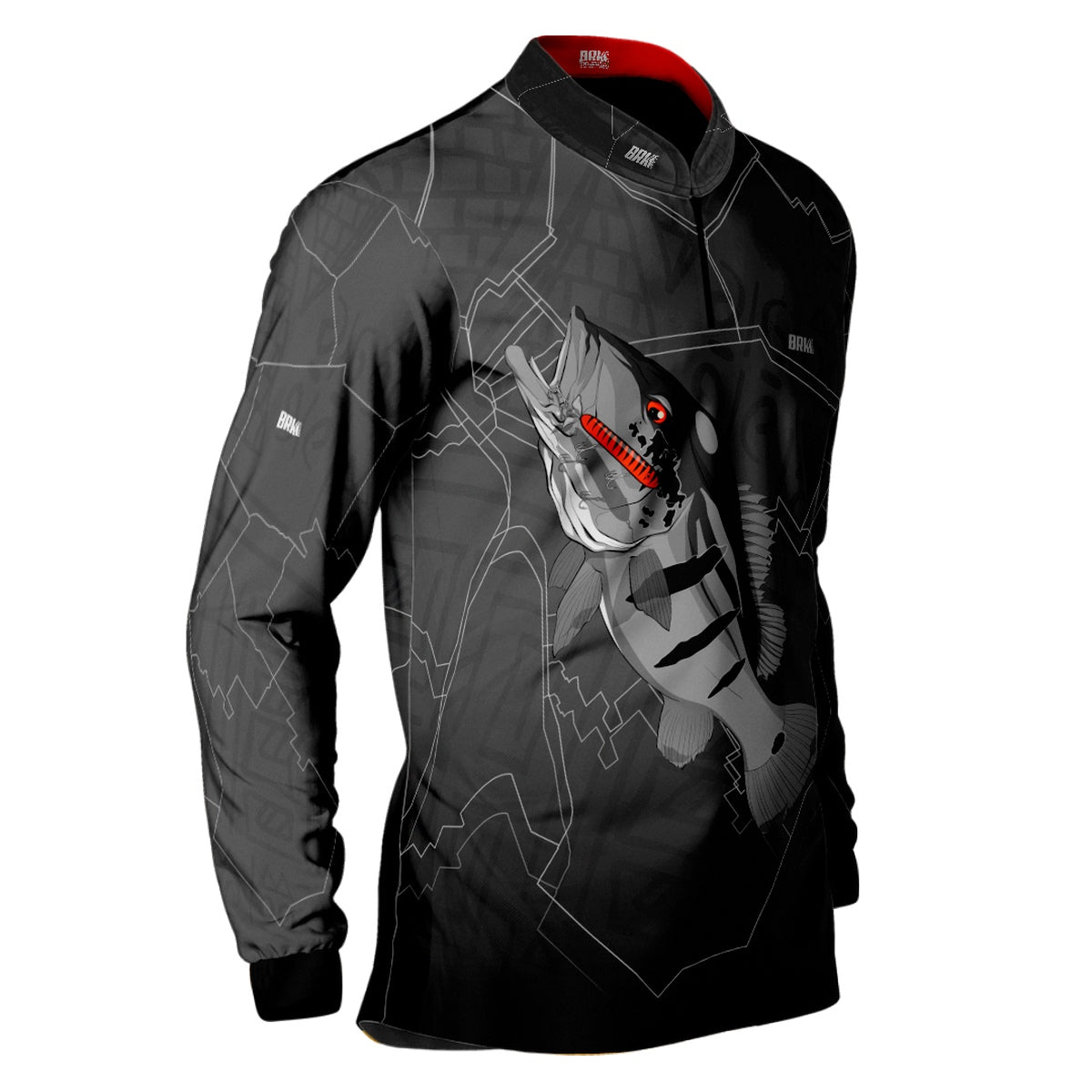 Camisa de Pesca Brk Amazon Tucunaré Açu Black com Proteção Solar UV50+ - Brk Fishing